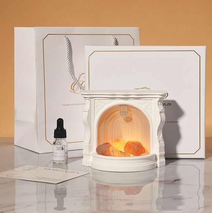 Essential Oil Diffuser & USB Night Light Gift Box - Fireplace