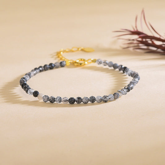 Black Rutilated Quartz Bracelet 3mm