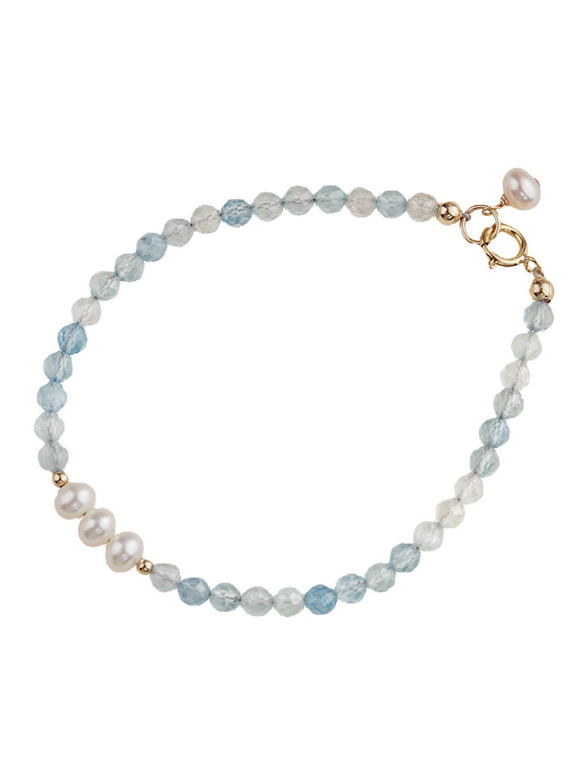 Aquamarine Bracelet 3mm with Pearl