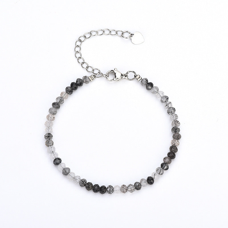 Black Rutilated Quartz Bracelet 4mm