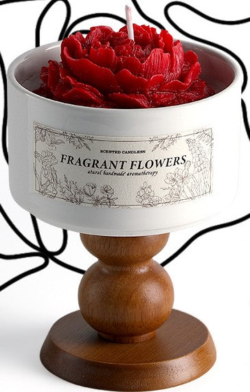 Camellia-Shaped Scented Candle - White Porcelain