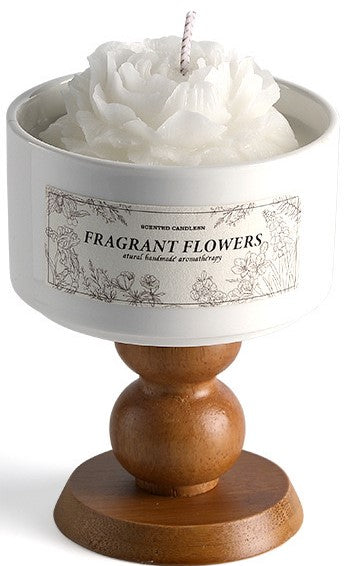 Camellia-Shaped Scented Candle - White Porcelain