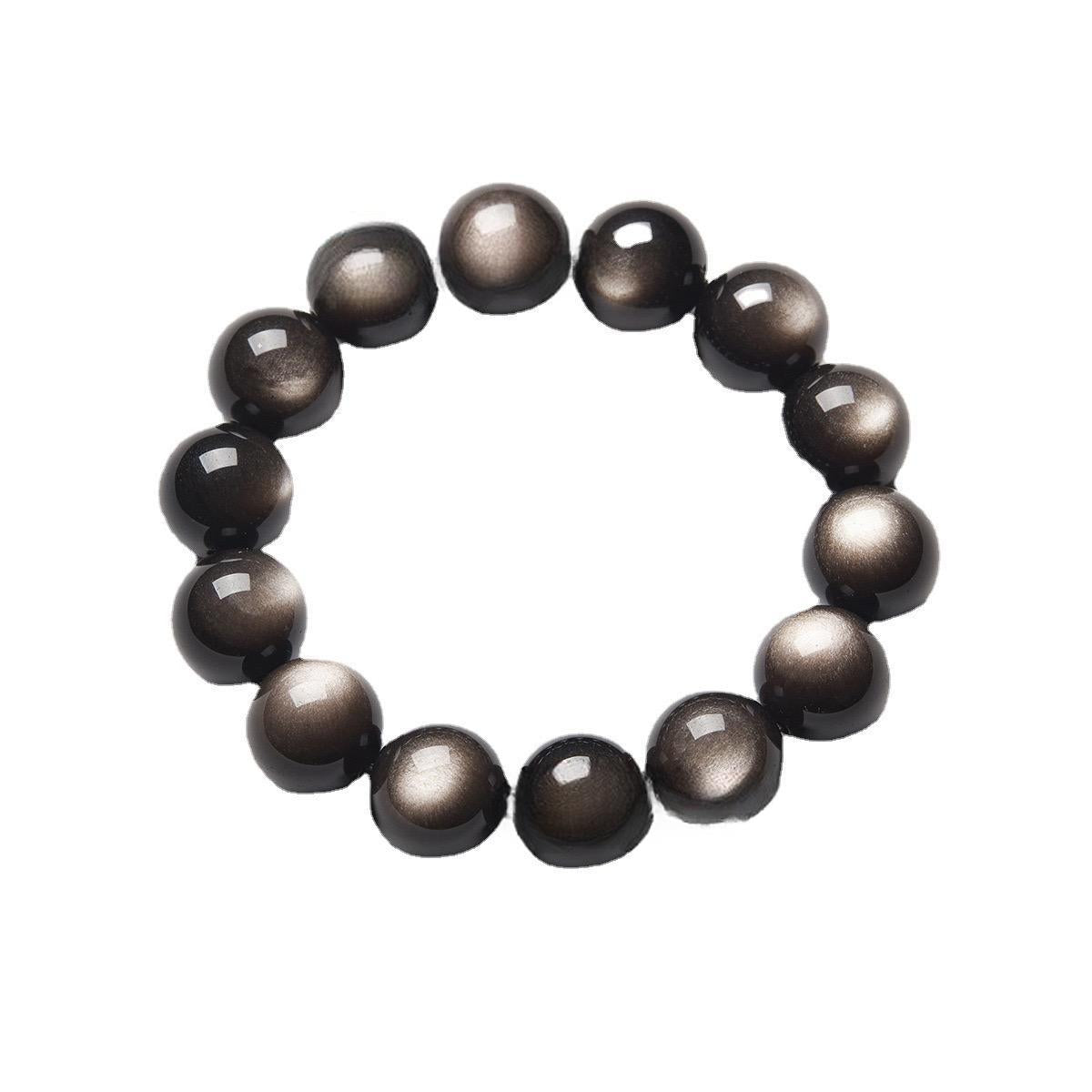 Obsidian Bracelet 8mm/10mm/12mm Silver Sheen